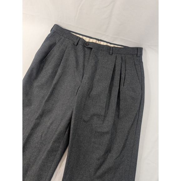 Ermenegildo Zegna Su MISURA Wool Flannel Soft Pleated Cuffed Trousers 34x28 Gray